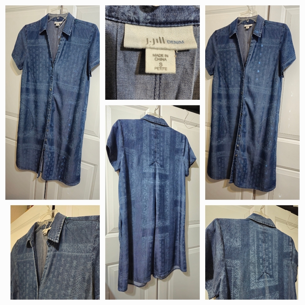 J.JILL DENIM SMALL V CUT BLUE CLUE LESS FRIENDS  DENIM DRESS